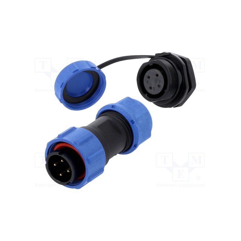 1 pcs x CONNFLY - DS1110-25-04BU8A - Connector: circular, male + female, PIN: 4, 3A, IP67, 500V
