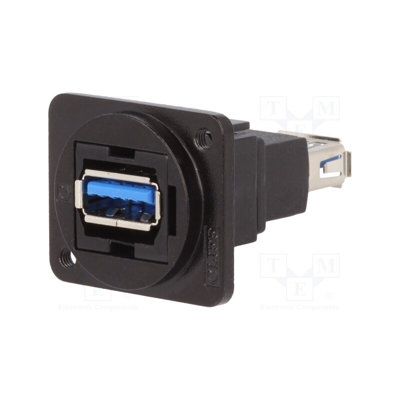 1 pcs x CLIFF - CP30205NM3B - Coupler, USB A socket,both sides, FT, USB 3.0, metal, 19x24mm