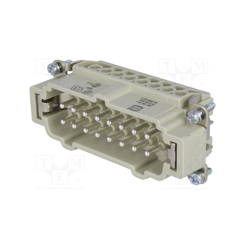 1 pcs x HARTING - 9330162601 - Connector: HDC, contact insert, male, Han E®, PIN: 16, 16+PE, 16A