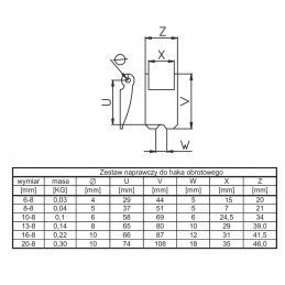 Pawl for swivel hook 13 8mm
