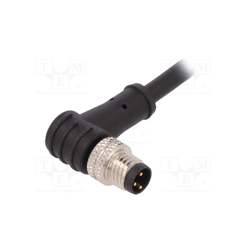 1 pcs x BULGIN - PXPTPU08RAM03ACL010PUR - Connector: M8, male, PIN: 3, angled, with strain relief,with lead
