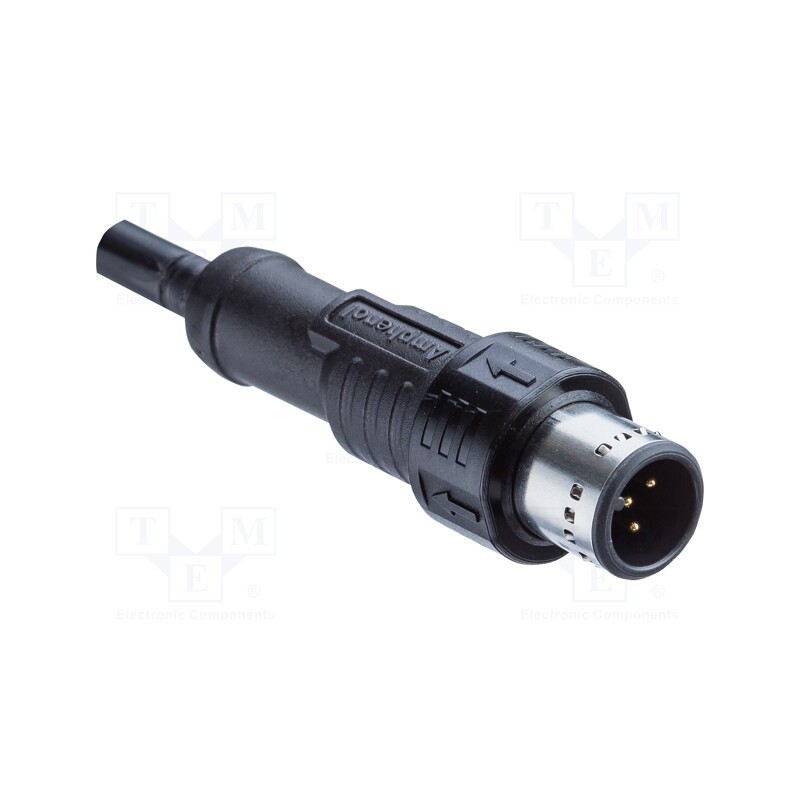 1 pcs x AMPHENOL LTW - M12B-05BMMM-PL8D03 - Plug, M12, PIN: 5, male, B code-Profibus, Len: 3m, Insulation: PVC