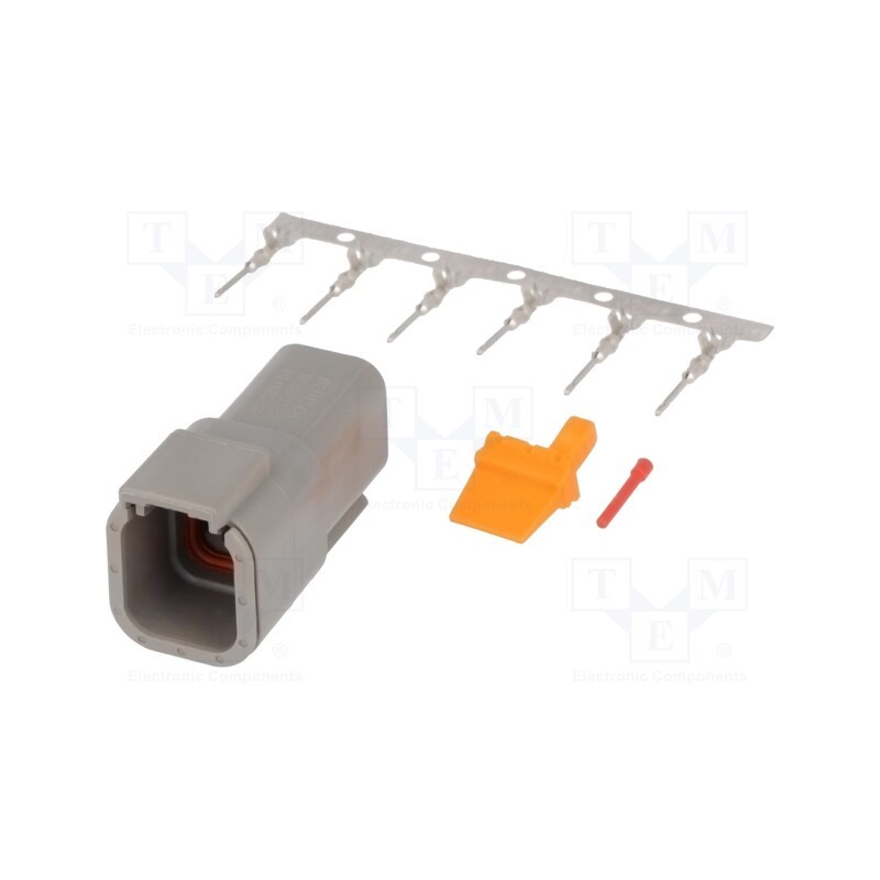 1 pcs x DEUTSCH - S-DTM 04-6 P - Connector: wire-wire, DTM, male, plug, for cable, PIN: 6, crimped