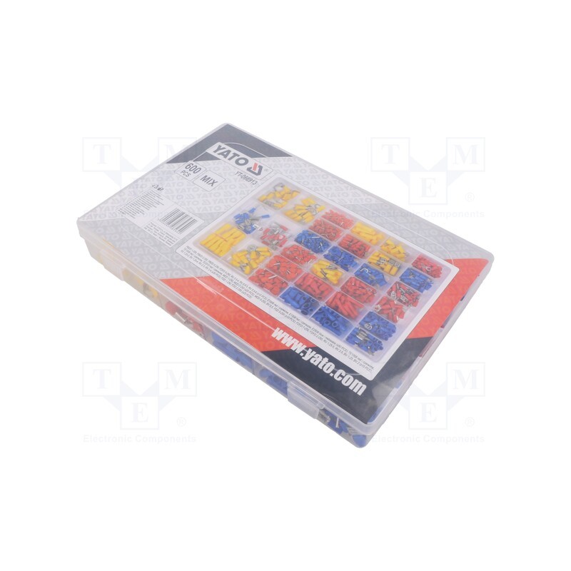 1 set x YATO - YT-068913 - Kit: connectors, crimped, for cable, insulated, 600pcs.