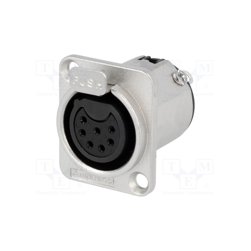 1 pcs x AMPHENOL - AC7FDZ - Socket, XLR, female, PIN: 7, straight, soldering, tinned, 133V, 5A