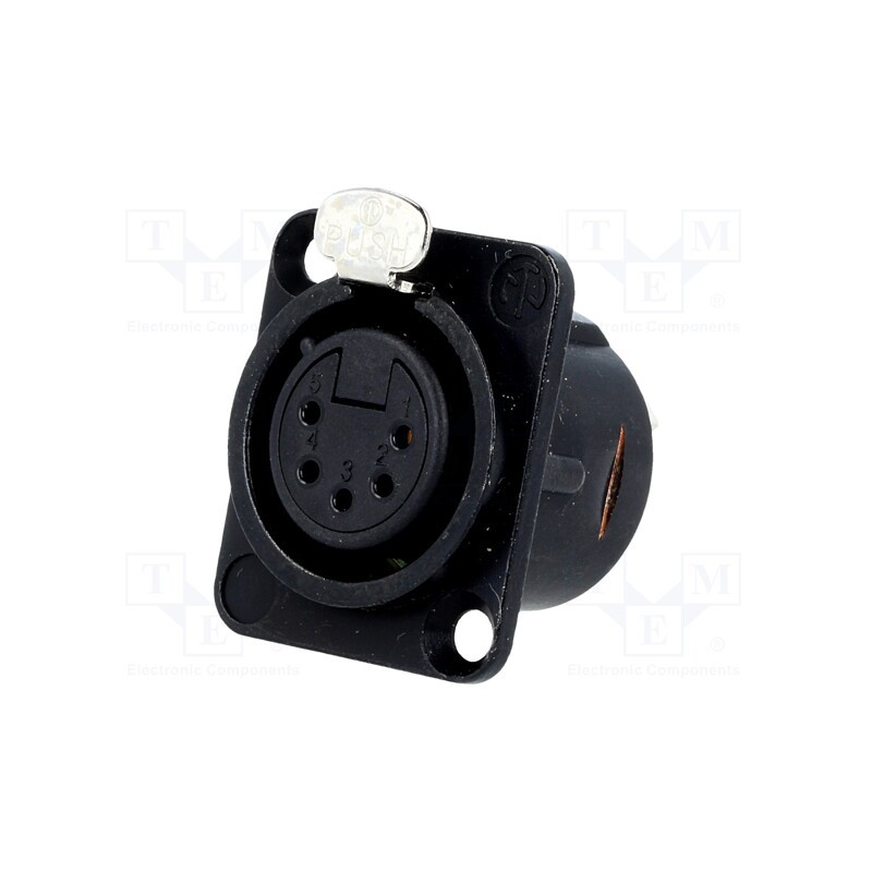 1 pcs x NEUTRIK - NC5FD-L-B-1 - Socket, XLR, female, PIN: 5, flange (2 holes),for panel mounting