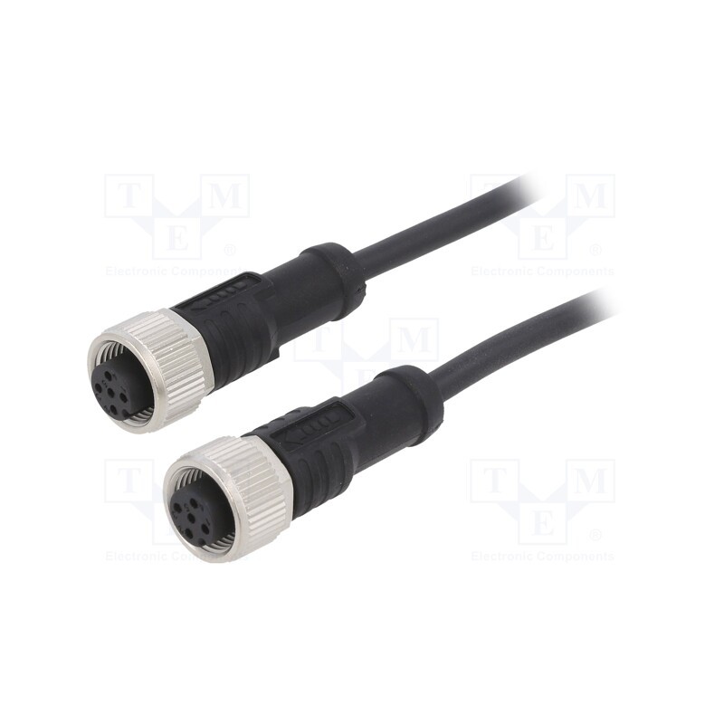 1 pcs x AMPHENOL LTW - M12A05FL-12AFL-SB002 - Cable: for sensors/automation, PIN: 5, M12-M12, 2m, plug, plug, 60V