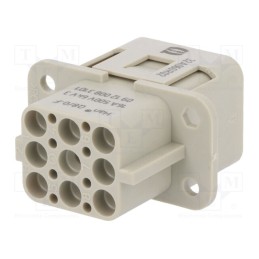 1 pcs x HARTING - 9120083101 - Connector: HDC, contact insert, female, Han Q, PIN: 9, 8+PE, crimped
