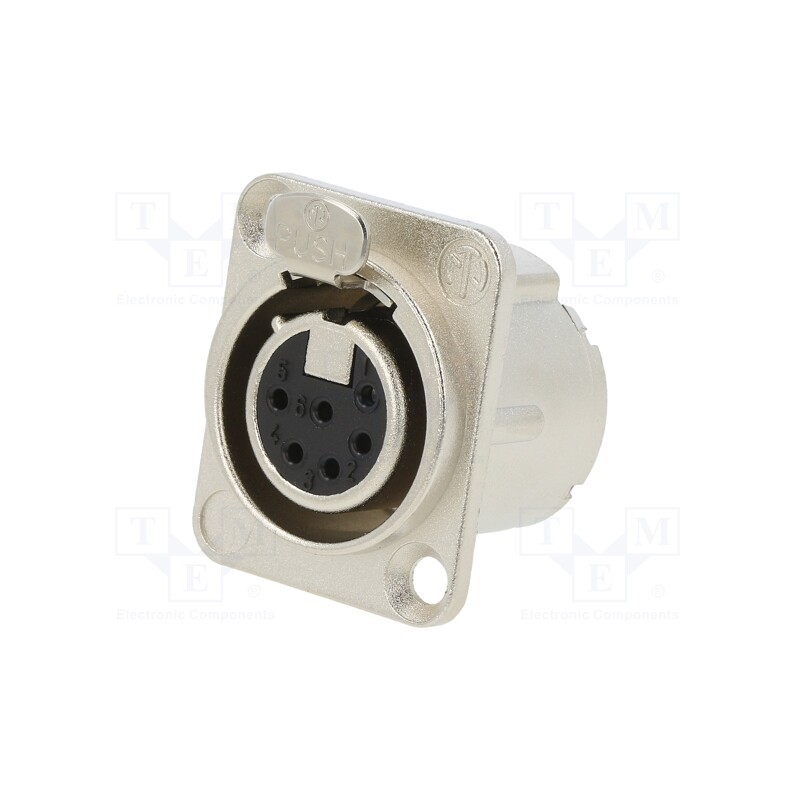 1 pcs x NEUTRIK - NC6FD-LX - Socket, XLR, female, PIN: 6, straight, with push button, soldering