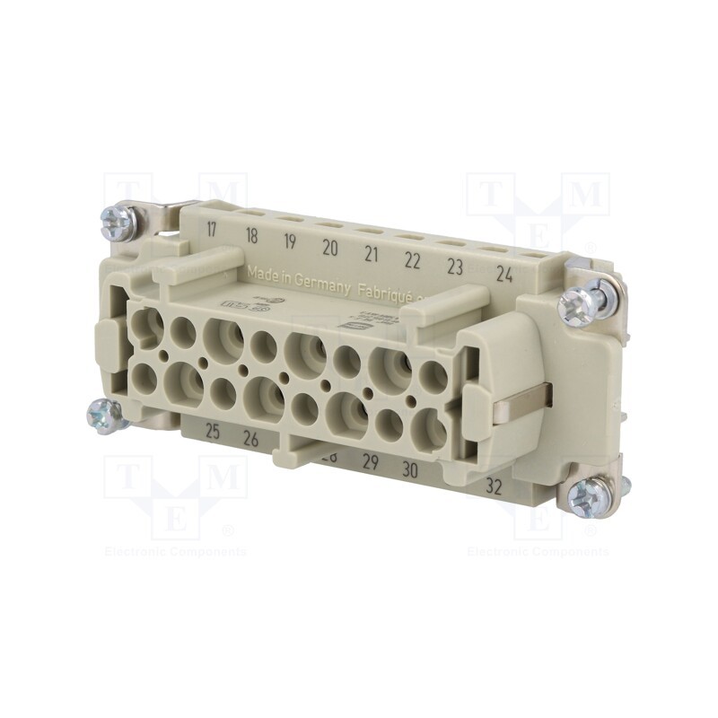 1 pcs x HARTING - 9330162711 - Connector: HDC, contact insert, female, Han E®, PIN: 16, 16+PE, 16A