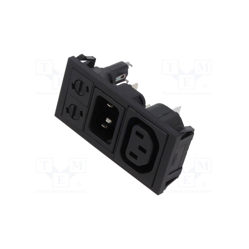 1 pcs x BULGIN - BZV09/Z0000/04 - Connector: AC supply, socket, male + female, 10A, 250VAC, -40÷70°C