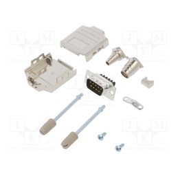 1 pcs x Amphenol Communications Solutions - L17DPPK09-M+L717SDE09PST - D-Sub, PIN: 9, male, straight, screw terminal, for cable,