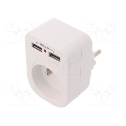 1 pcs x PLASTROL - W-01146 - Connector: AC supply, splitter, 2P+PE, 250VAC, 10A, white