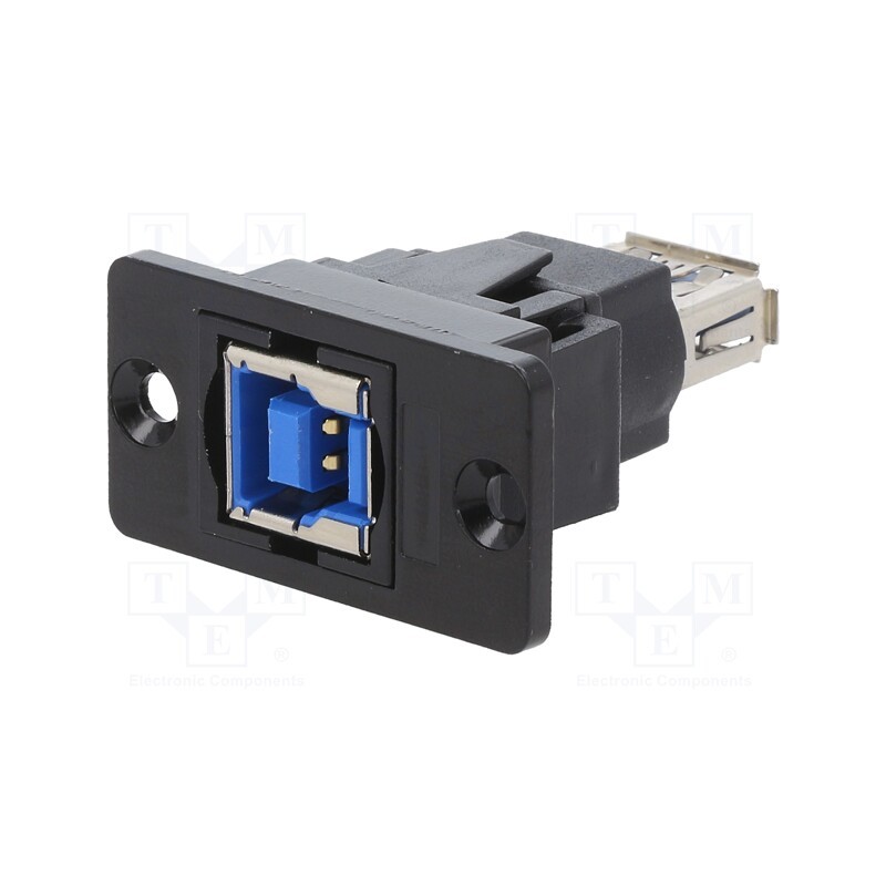 1 pcs x CLIFF - CP30606NMB - Adapter, USB A socket,USB B socket, SLIM, USB 3.0, gold-plated