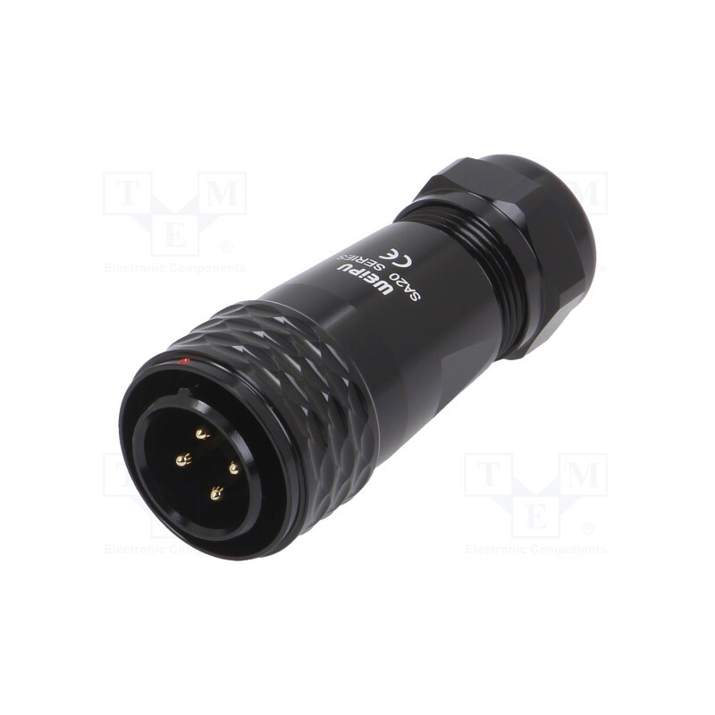 1 pcs x WEIPU - SA2010/P4IB - Plug, SA20, male, PIN: 4, IP67, 8÷12mm, 25A, soldering, for cable