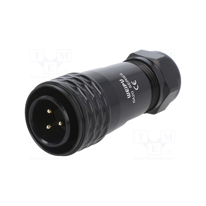 1 pcs x WEIPU - SA2010/P3IB - Plug, SA20, male, PIN: 3, IP67, 8÷12mm, 25A, soldering, for cable