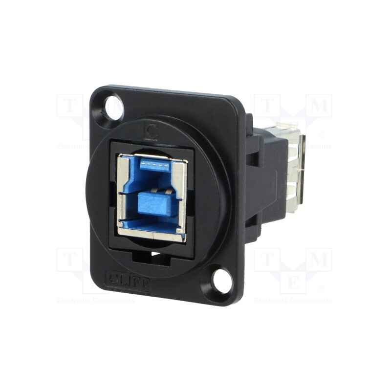 1 pcs x CLIFF - CP30206NMB - Coupler, USB A socket,USB B socket, FT, USB 3.0, metal, 19x24mm