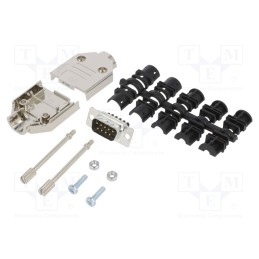 1 pcs x Amphenol Communications Solutions - L17DTPK-M-09+L717DE09PST - D-Sub, PIN: 9, male, straight, screw terminal, for cable,