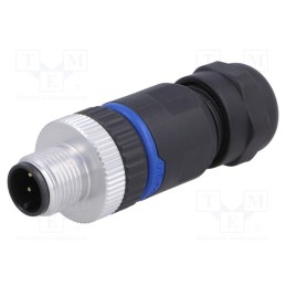 1 pcs x BULGIN - PXPPAM12FIM03ASTPG9 - Plug, M12, PIN: 3, male, A code-DeviceNet / CANopen, for cable