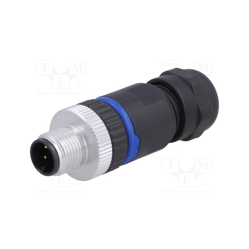 1 pcs x BULGIN - PXPPAM12FIM03ASTPG9 - Plug, M12, PIN: 3, male, A code-DeviceNet / CANopen, for cable