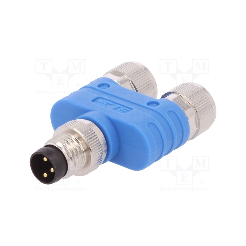 1 pcs x TE Connectivity - T4081112003-000 - T adapter, M8 male,M8 female x2, PIN: 3, Y, IP67, Polarisation: A