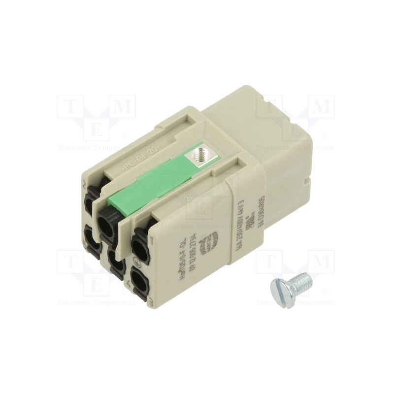 1 pcs x HARTING - 9120052734 - Connector: HDC, contact insert, female, Han Q, PIN: 6, 5+PE, size 3A
