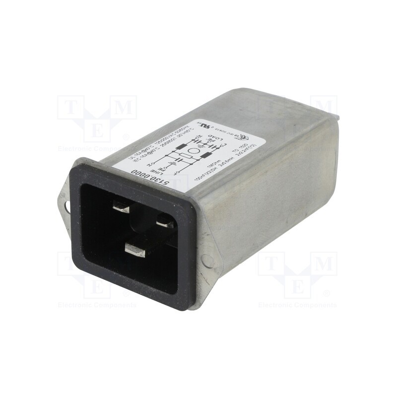 1 pcs x SCHURTER - 5130 - Connector: AC supply, socket, male, 16A, 250VAC, IEC 60320, C20 (I)