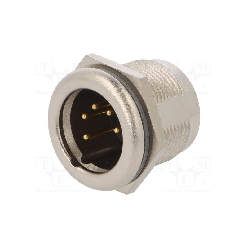 1 pcs x NEUTRIK - NC5MPR-HD - Socket, XLR, male, PIN: 5, straight, soldering, silver, 7.5A