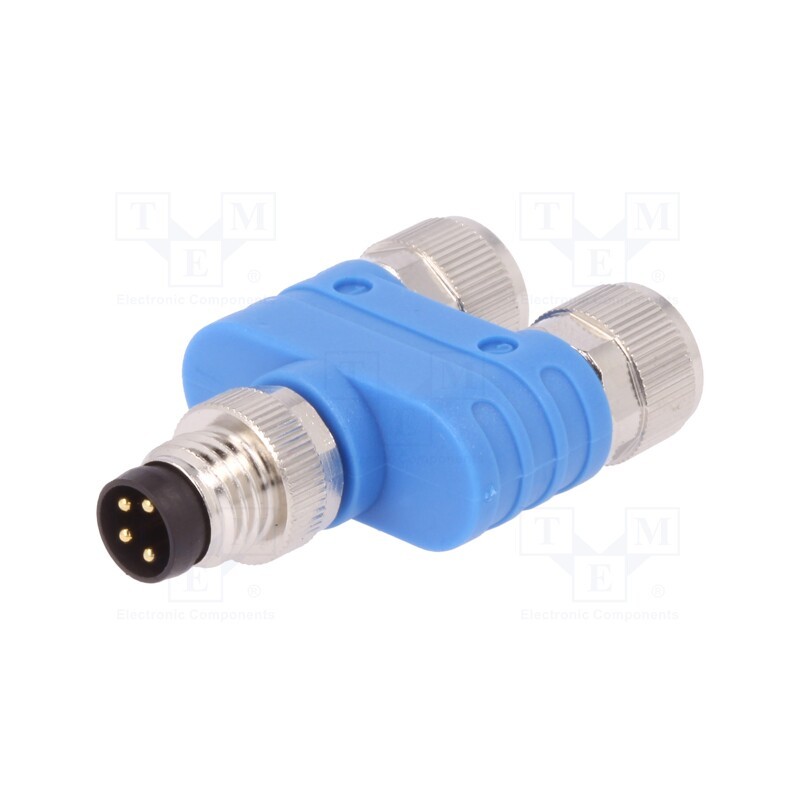 1 pcs x TE Connectivity - T4081122004-000 - T adapter, M8 male,M8 female x2, PIN: 4, Y, IP67, Polarisation: A