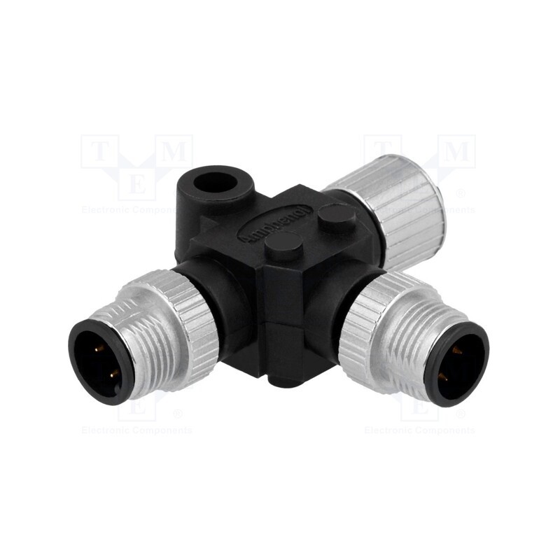 1 pcs x AMPHENOL LTW - SS-040404-MFM-TS001 - T adapter, M12 female socket,M12 male x2, PIN: 4, IP68, T