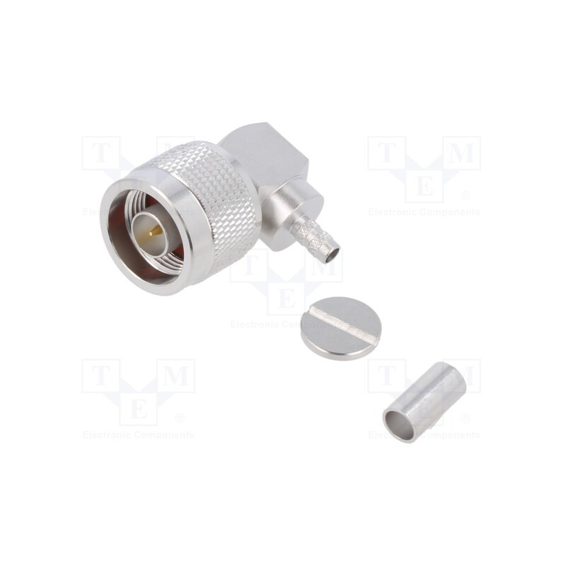 1 pcs x AMPHENOL RF - 172177 - Plug, N, male, angled 90°, 50Ω, soldering,crimped, for cable, PTFE