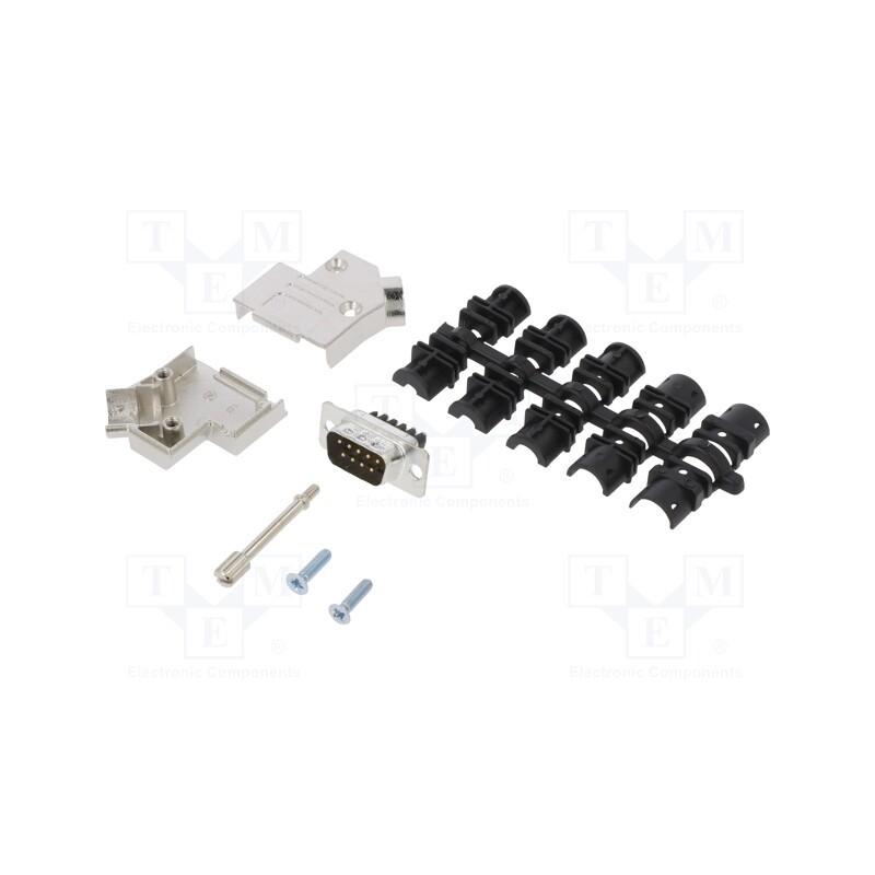 1 pcs x Amphenol Communications Solutions - L17D45ZK09+L717DE09PST - D-Sub, PIN: 9, male, angled 45°, screw terminal, for cable