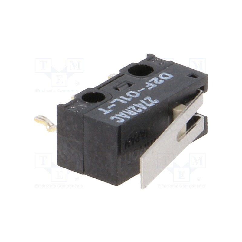 1 pcs x OMRON OCB - D2F-01L-T - Microswitch SNAP ACTION, 3A/125VAC, 0.1A/30VDC, with lever, SPDT