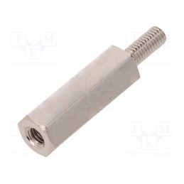 10 pcs x DREMEC - 215X18 - Screwed spacer sleeve, 18mm, Int.thread: M3, Ext.thread: M3, brass