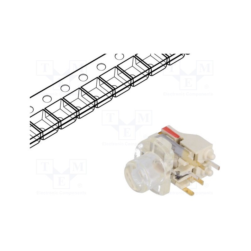 1 pcs x DIPTRONICS - ML3-AG2HR-CT-V-R - Microswitch TACT, SPST-NO, Pos: 2, 0.05A/12VDC, THT, LED, red, 1.56N