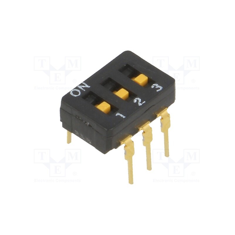 1 pcs x OMRON OCB - A6D-3100 - Switch: DIP-SWITCH, Poles number: 3, ON-OFF, 0.03A/30VDC, Pos: 2