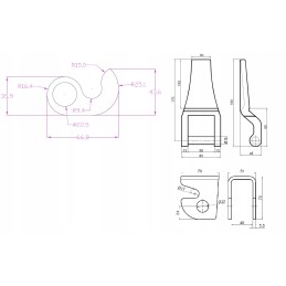 Bottom hinge, bottom opening, diameter 22, over 8 tons