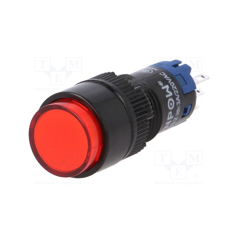 1 pcs x ONPOW - LAS2Y-11/R - Switch: push-button, Pos: 2, SPDT, 0.5A/250VAC, 1A/24VDC, ON-(ON)
