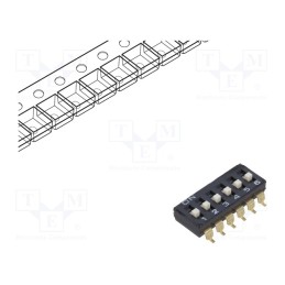 1 pcs x OMRON OCB - A6S-6104-PH - Switch: DIP-SWITCH, OFF-ON, 0.025A/24VDC, Pos: 2, -20÷70°C, SMD