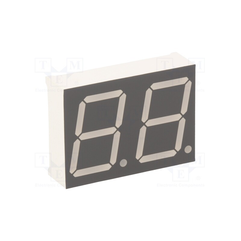 1 pcs x LUCKYLIGHT - KW2-802AVA - Display: LED, 7-segment, 20.32mm, 0.8', No.char: 2, red, 45÷90mcd