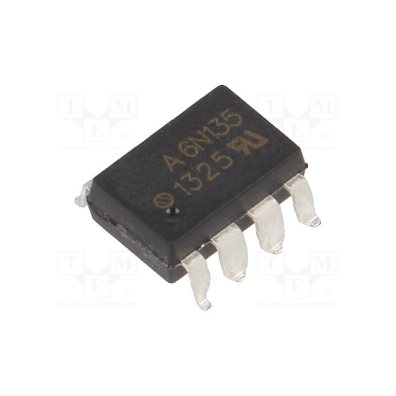 1 pcs x BROADCOM (AVAGO) - 6N135-300E - Optocoupler, SMD, Ch: 1, OUT: transistor, 3.75kV, CTR@If: 7-50%@16mA