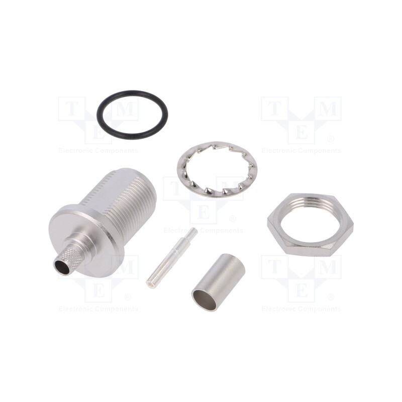 1 pcs x TELEGu00c4RTNER - J01021B0180 - Socket, N, female, straight, crimped, for panel mounting, PTFE