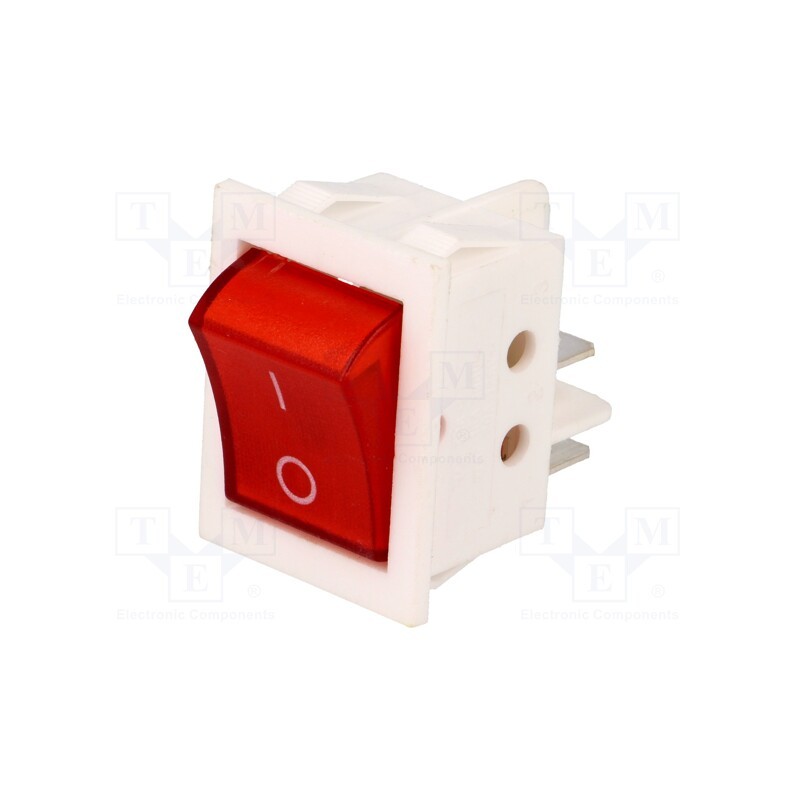 1 pcs x - RSI2013C3R/W - ROCKER, DPST, Pos: 2, ON-OFF, 15A/250VAC, red, neon lamp, 35mΩ, RSC09