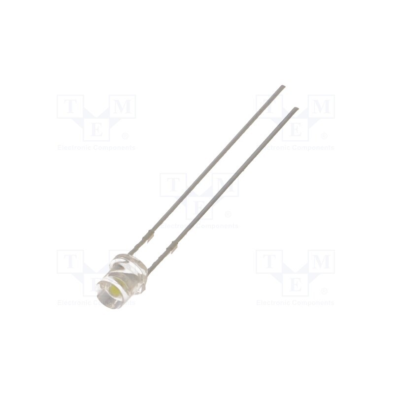 1 pcs x OPTOSUPPLY - OSW5DK34E1A - LED, 3mm, white cold, 1560÷1800mcd, 140°, Front: flat, 2.9÷3.6V