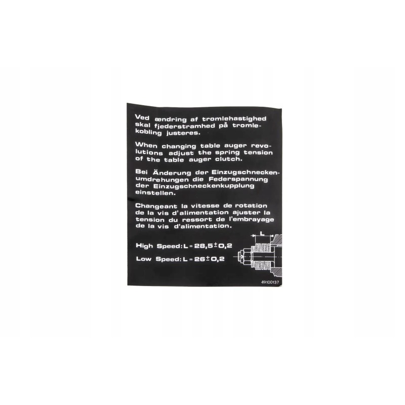 D49100137 warning sticker