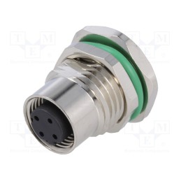1 pcs x BULGIN - PXMBNI12RPF04DPCM16 - Socket, M12, PIN: 4, female, D code-Ethernet, THT, IP67, 250V, 4A