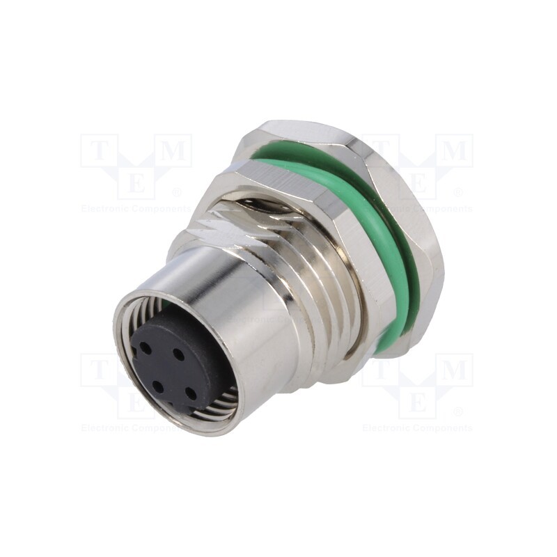 1 pcs x BULGIN - PXMBNI12RPF04DPCM16 - Socket, M12, PIN: 4, female, D code-Ethernet, THT, IP67, 250V, 4A