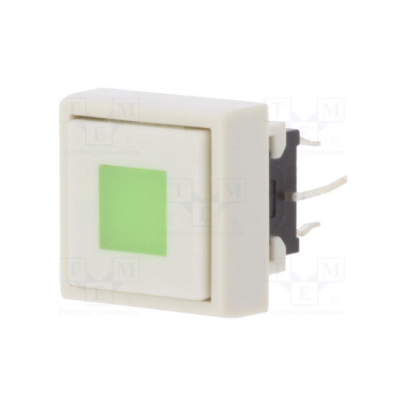 1 pcs x HIGHLY ELECTRIC - PB6135AL-3 - Switch: keypad, Pos: 2, DPDT, 0.1A/30VDC, white, LED, green, THT, 1.5N