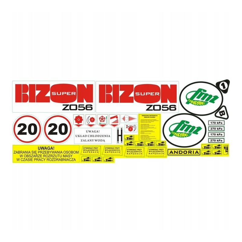 Set of stickers for the Bison Z 056 combine harvester