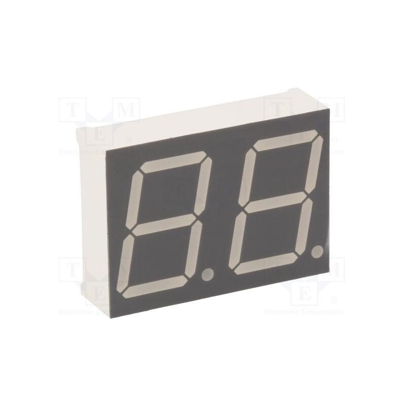 1 pcs x LUCKYLIGHT - KW2-802CVA - Display: LED, 7-segment, 20.32mm, 0.8', No.char: 2, red, 45÷90mcd